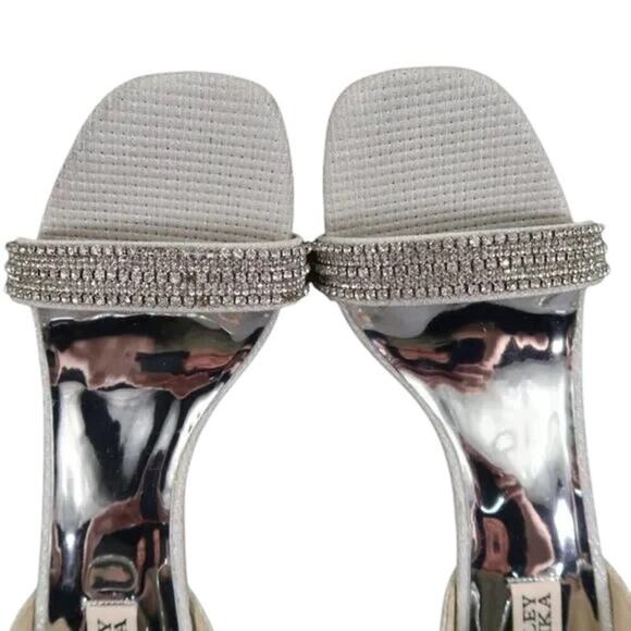 Badgley Mischka Shoes Womens 8.5 Sandal Pumps Ankle Strap Formal Rhinestone Grey - Picture 8 of 16